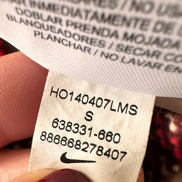 Nike Pro Women's Red White Hyperwarm Nordic Infinity Long Sleeve Shirt - Picture 12 of 16